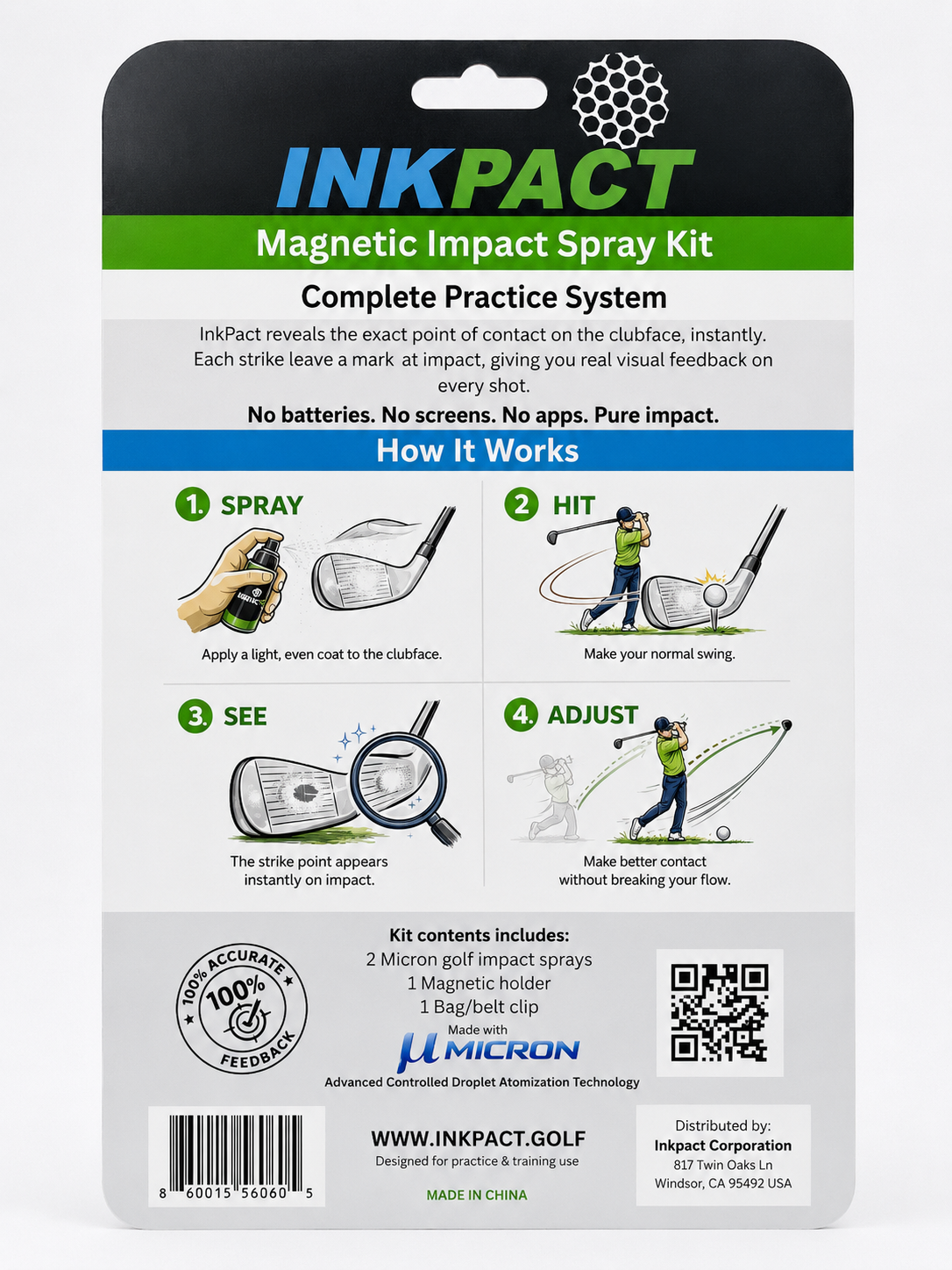 InkPact Micron Golf Impact Spray Kit | Instant Clubface Feedback